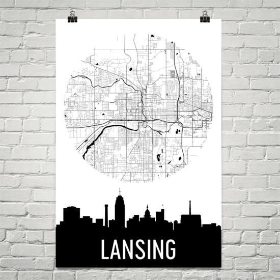 Lansing Skyline Silhouette Art Prints