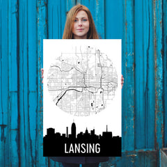 Lansing Skyline Silhouette Art Prints