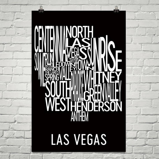 Las Vegas Map Black and White Throw Pillow by Modern Map Art