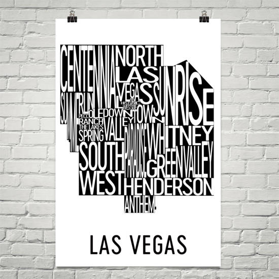 Las Vegas Neighborhood Typography Prints – Modern Map Art