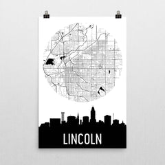 Lincoln Skyline Silhouette Art Prints