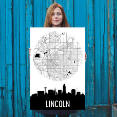 Lincoln Skyline Silhouette Art Prints