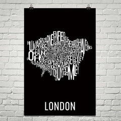 London Neighborhood Typography Prints – Modern Map Art