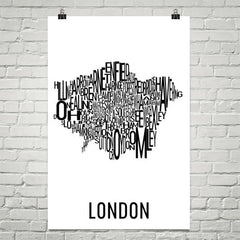 London Neighborhood Typography Prints – Modern Map Art