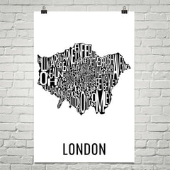 London Neighborhood Typography Prints – Modern Map Art
