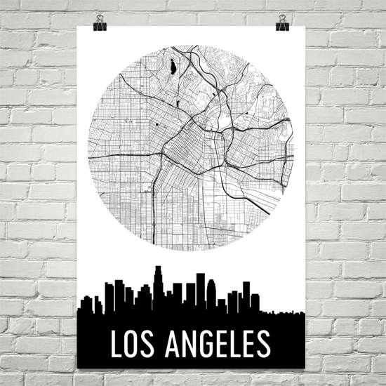Los Angeles Skyline Silhouette Art Prints