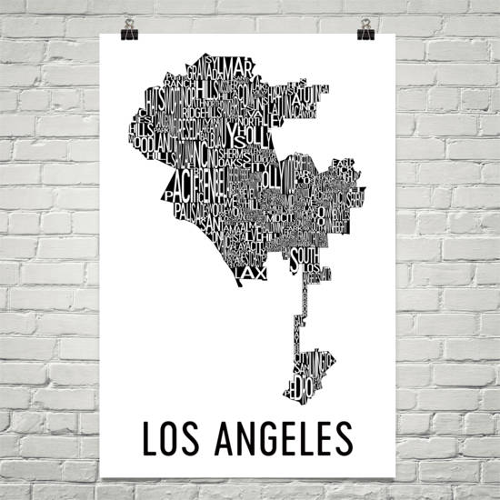 Los Angeles Neighborhood Typography Prints – Modern Map Art