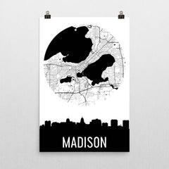 Madison Skyline Silhouette Art Prints