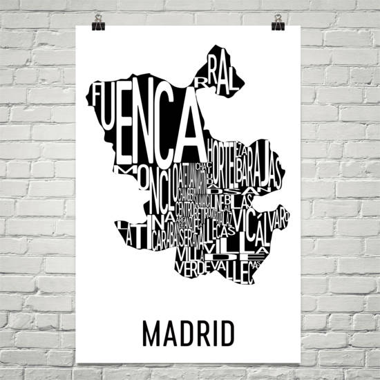 Madrid Neighborhood Typography Prints – Modern Map Art