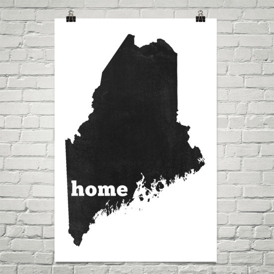 Maine Home State Map Art