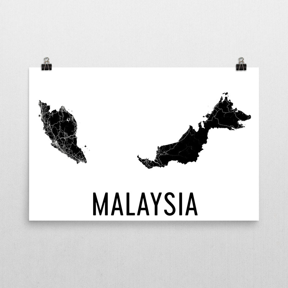 Malaysia Wall Map Print - Modern Map Art