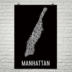 Manhattan Neighborhood Typography Prints – Modern Map Art