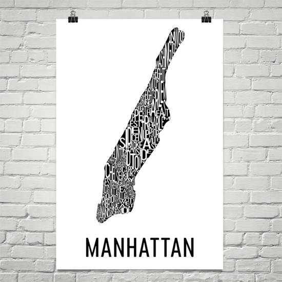 Manhattan Neighborhood Typography Prints – Modern Map Art