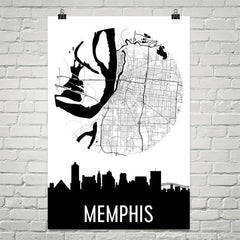 Memphis Skyline Silhouette Art Prints