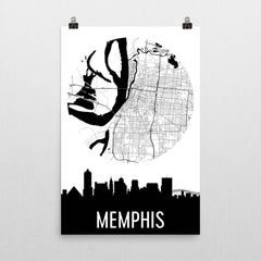 Memphis Skyline Silhouette Art Prints