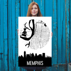 Memphis Skyline Silhouette Art Prints