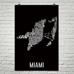 Miami Neighborhood Typography Prints – Modern Map Art