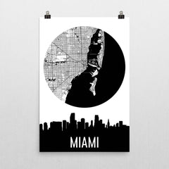 Miami Skyline Silhouette Art Prints