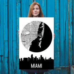 Miami Skyline Silhouette Art Prints