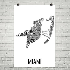 Miami Neighborhood Typography Prints – Modern Map Art