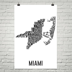 Miami Neighborhood Typography Prints – Modern Map Art