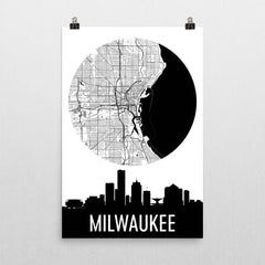 Milwaukee Skyline Silhouette Art Prints