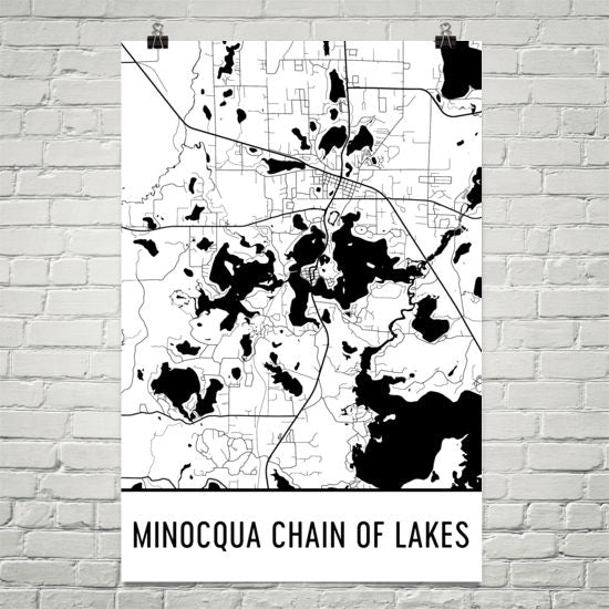 Minocqua Lake WI Art and Maps