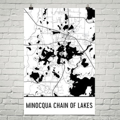 Minocqua Lake WI Art and Maps