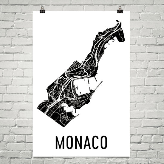 Monaco Wall Map Print - Modern Map Art