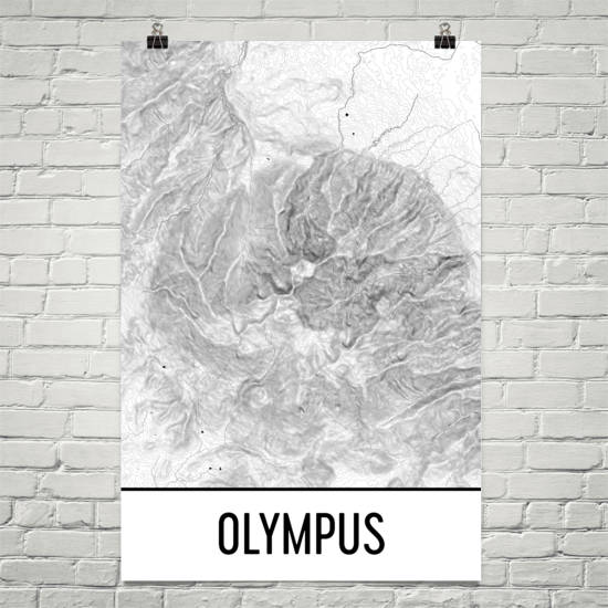 Mount Olympus Topographic Map Art
