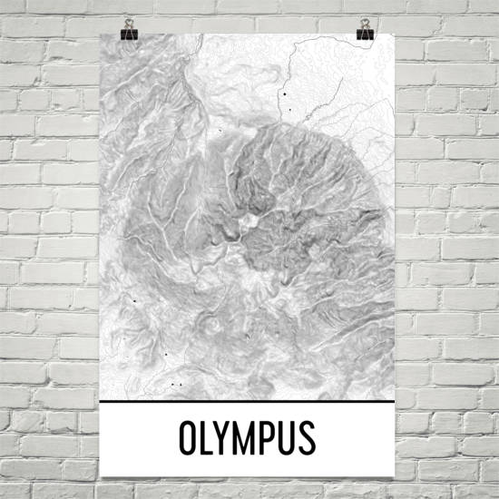 Mount Olympus Topographic Map Art