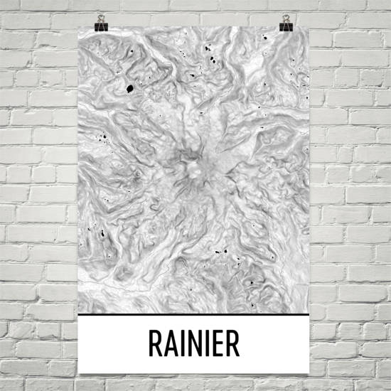 Mount Rainier Topographic Map Art