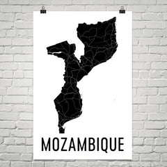 Mozambique Wall Map Print - Modern Map Art