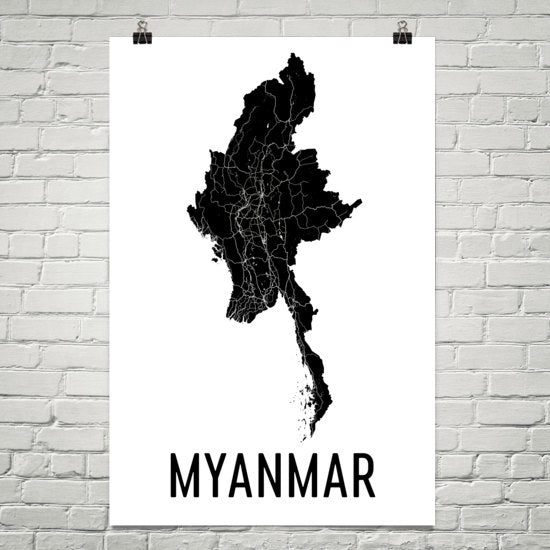 Myanmar Wall Map Print - Modern Map Art