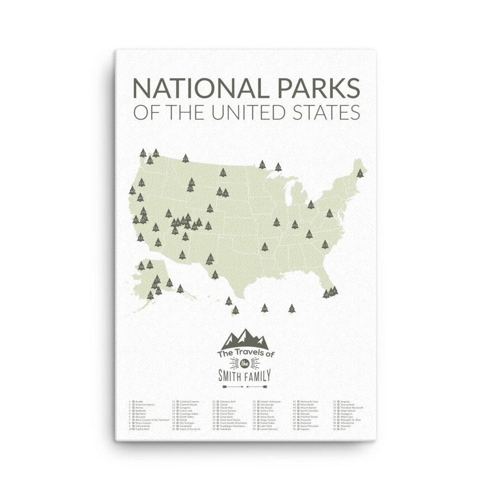 National Parks Push Pin Map – Modern Map Art