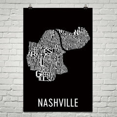 Nashville Neighborhood Typography Prints – Modern Map Art