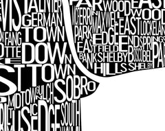 Nashville Neighborhood Typography Prints – Modern Map Art