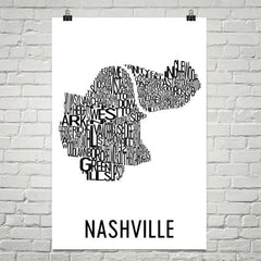 Nashville Neighborhood Typography Prints – Modern Map Art