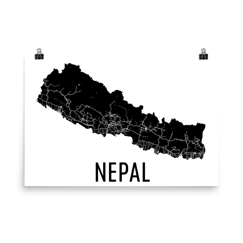 Nepal Wall Map Print - Modern Map Art