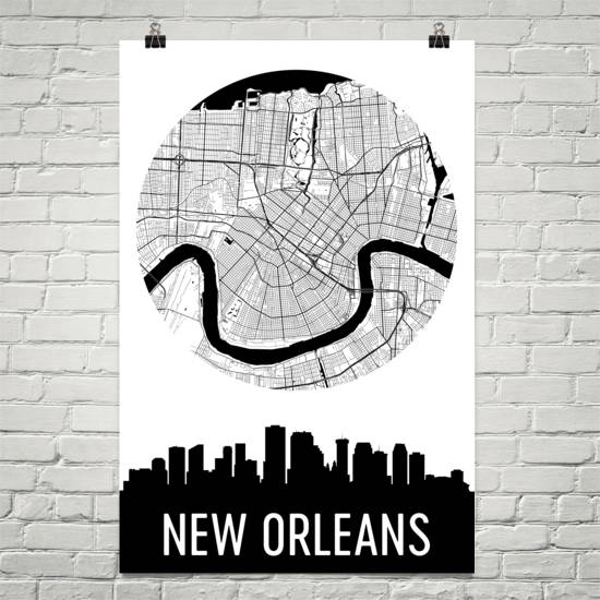 New Orleans Skyline Silhouette Art Prints