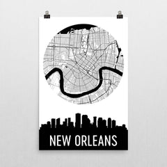 New Orleans Skyline Silhouette Art Prints