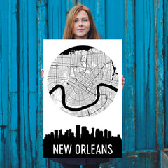 New Orleans Skyline Silhouette Art Prints