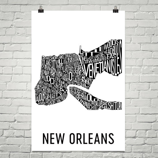 New Orleans Neighborhood Typography Prints – Modern Map Art