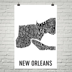 New Orleans Neighborhood Typography Prints – Modern Map Art