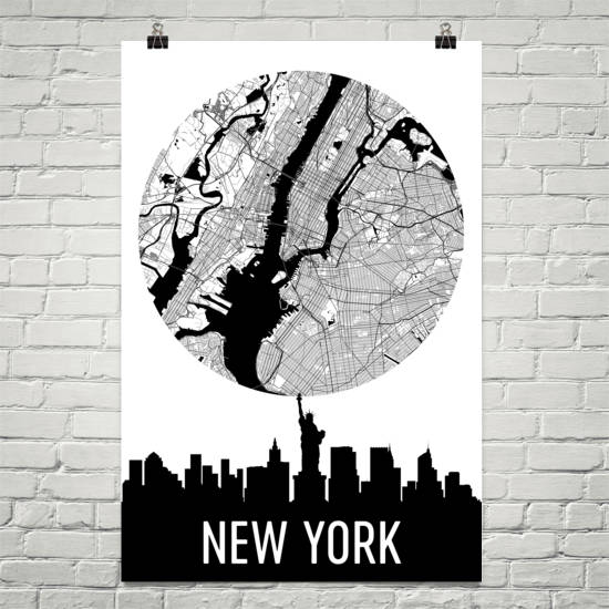 New York Skyline Silhouette Art Prints