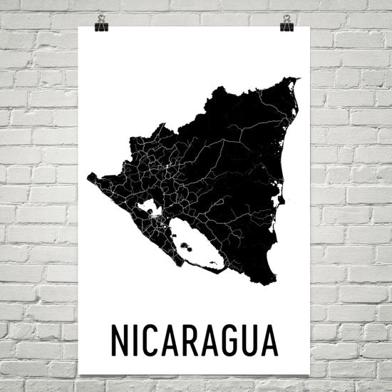 Nicaragua Wall Map Print - Modern Map Art