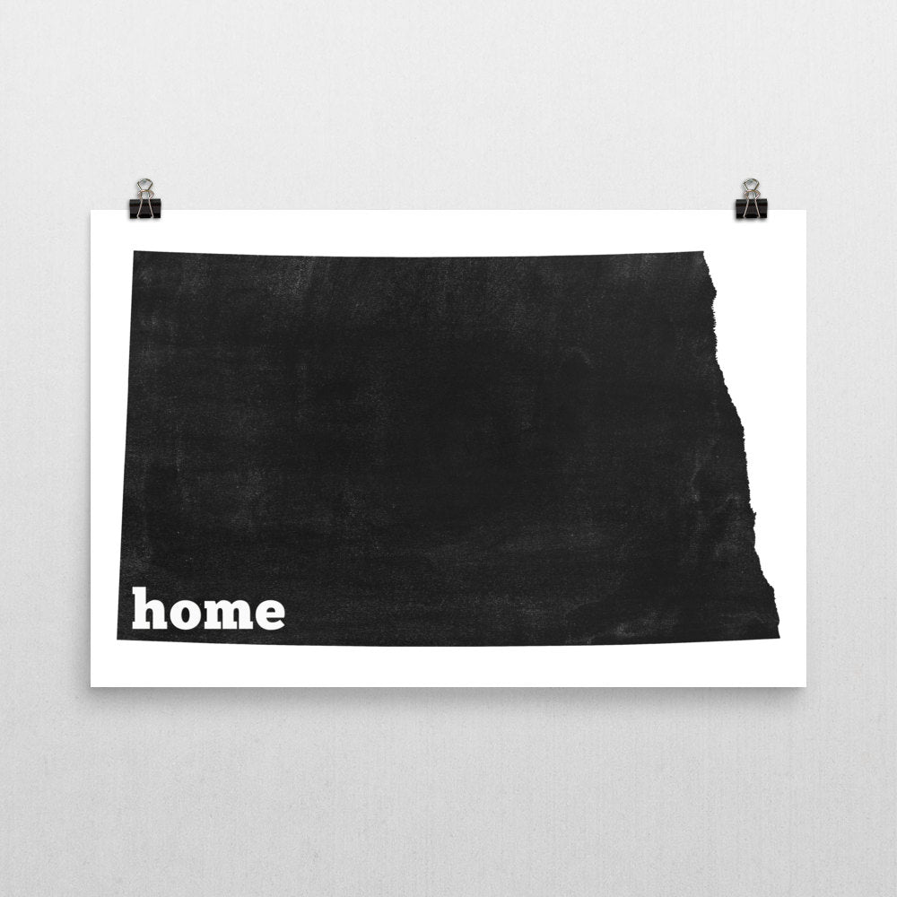 North Dakota Home State Map Art