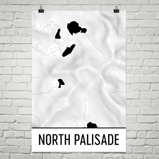 North Palisade Topographic Map Art