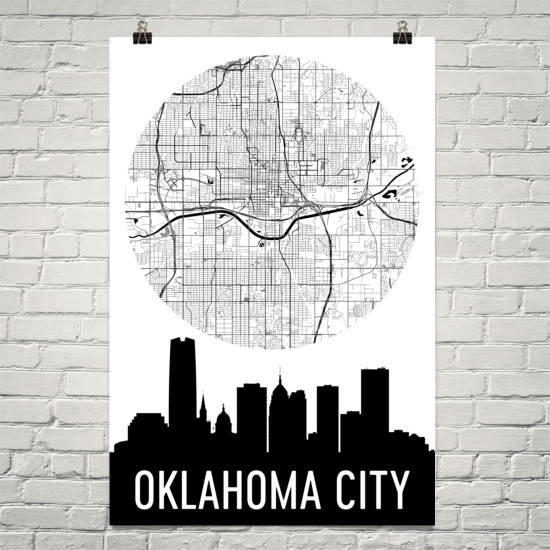 Oklahoma City Skyline Silhouette Art Prints
