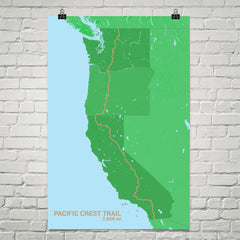 Pacific Crest Trail Map Art Prints